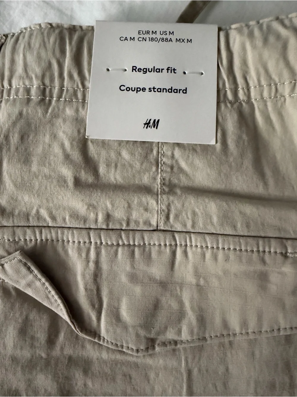 Men's Beige medium Cargo Pants with Drawstring Waist H&M